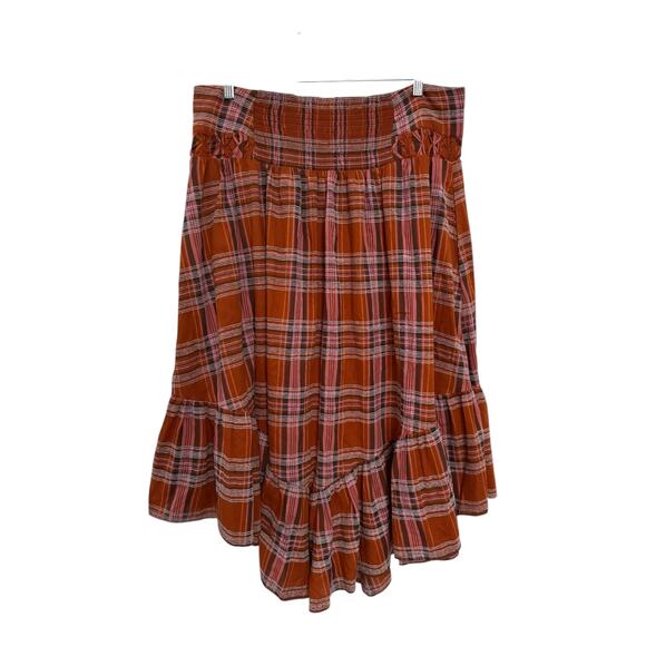 Anthropologie Plaid A-Line Midi Skirt high low high waisted size XL - Picture 13 of 16